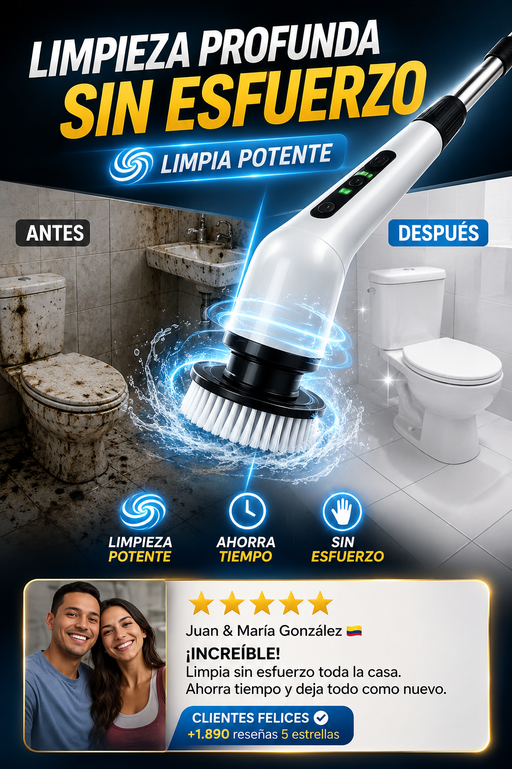 Cepillo Eléctrico Multiuso 9 en 1 Recargable | PowerClean 360°