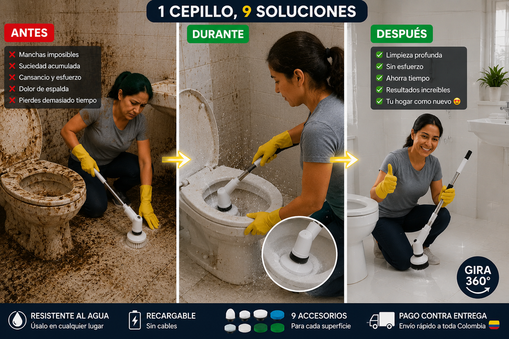 Cepillo Eléctrico Multiuso 9 en 1 Recargable | PowerClean 360°