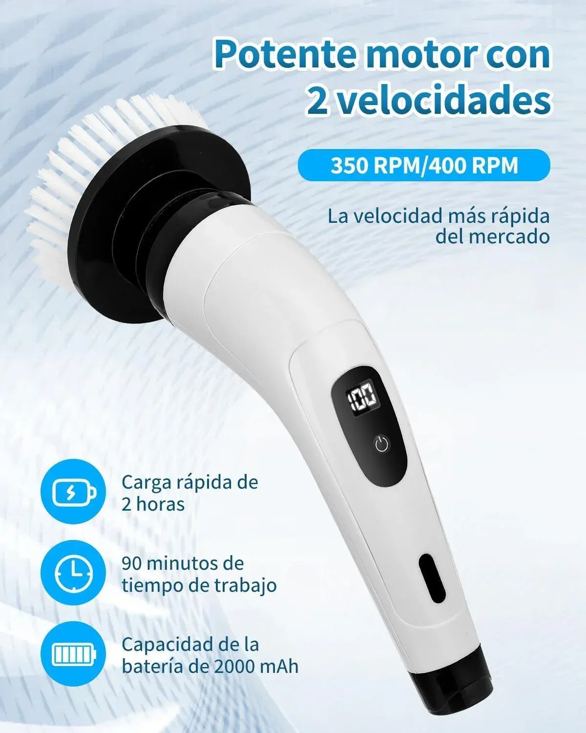Cepillo Eléctrico Multiuso 9 en 1 Recargable | PowerClean 360°