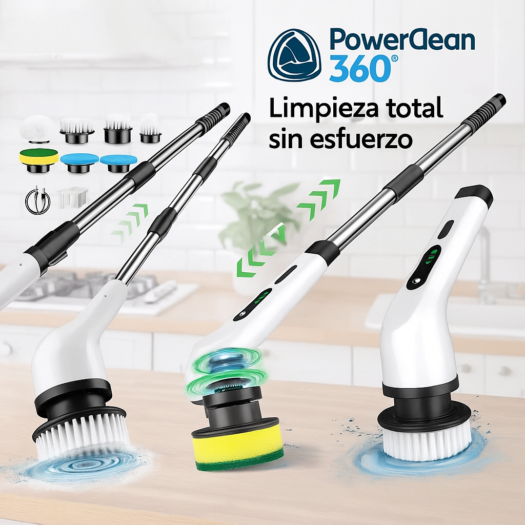 Cepillo Eléctrico Multiuso 9 en 1 Recargable | PowerClean 360°